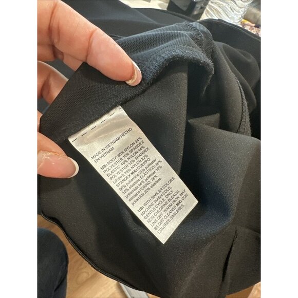 Chicos Ponte Slim Leg Pull On Pants Women 3T Us 16Tall Black Slit Front-Stretch - Picture 3 of 14